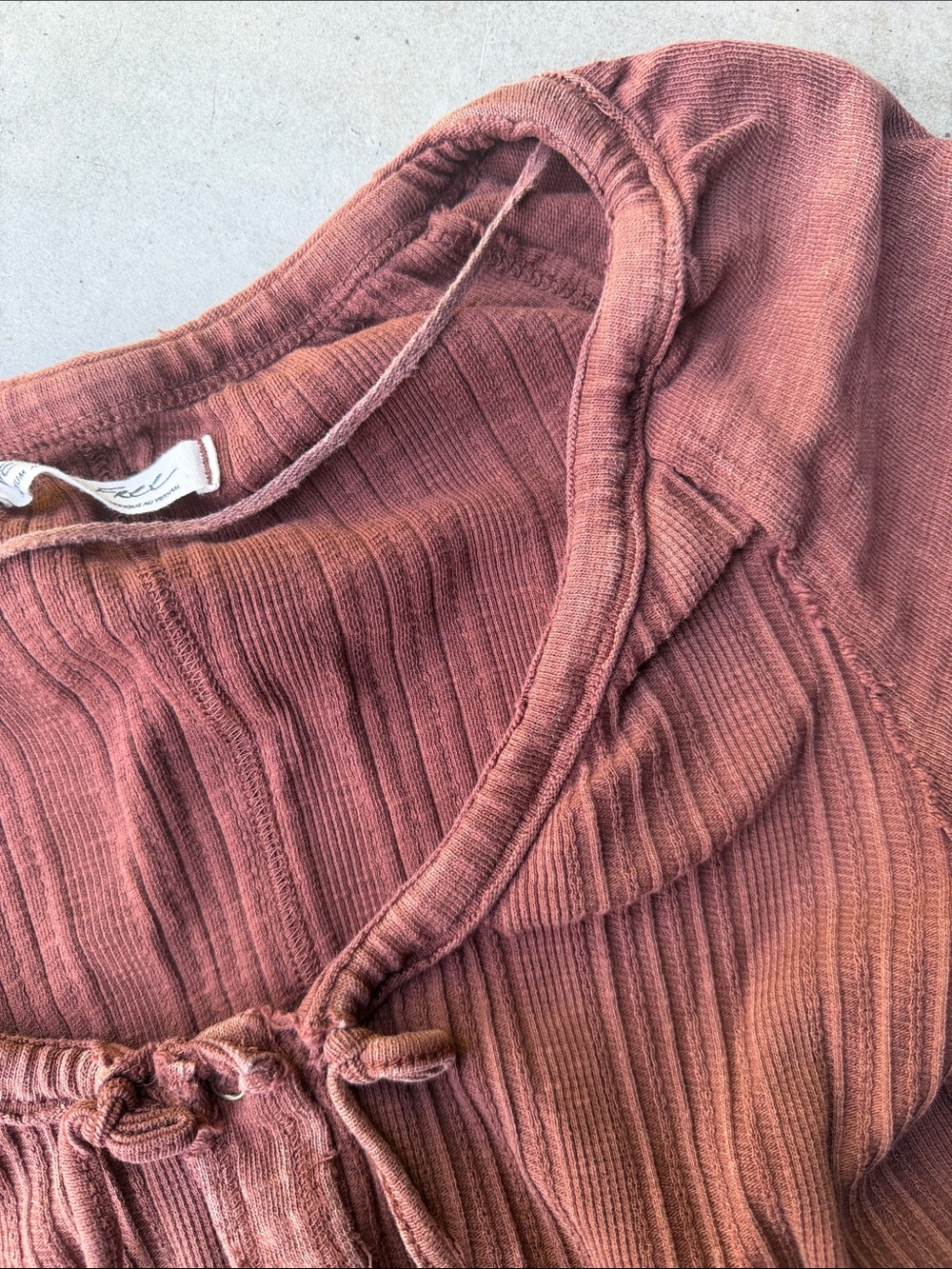 We The Free Ribbed Button-Front Top in Rose/Light Rust - Picture 6 of 8